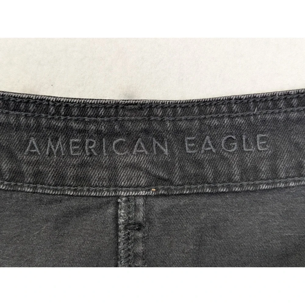 American Eagle Womens Denim Mini Skirt Sz 14 Button Front Black - Picture 3 of 8